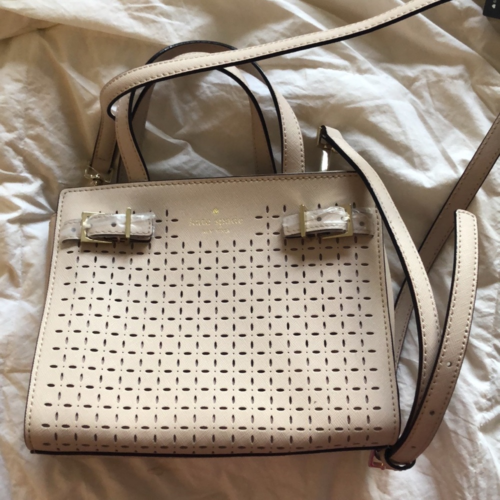 Kate Spade Cream Satchel with Perforated Design